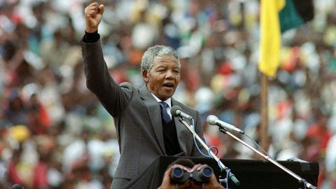 Nelson Mandela lors d'un discours en 1994